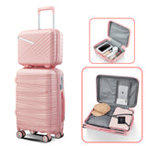 4 PCS Expandable ABS Hard Shell Lightweight Luggage Set with Spinner Wheels and TSA Lock 14"20''24''28'', Pink
