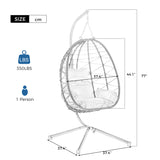 Patio Hanging Egg Chair Indoor&Outdoor Swing Chair Hanging Basket Chair Hammock Chair with Stand & Cushion