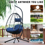 Patio Hanging Egg Chair Indoor&Outdoor Swing Chair Hanging Basket Chair Hammock Chair with Stand & Cushion