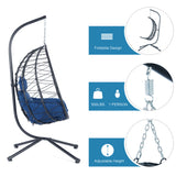 Patio Hanging Egg Chair Indoor&Outdoor Swing Chair Hanging Basket Chair Hammock Chair with Stand & Cushion