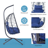 Patio Hanging Egg Chair Indoor&Outdoor Swing Chair Hanging Basket Chair Hammock Chair with Stand & Cushion