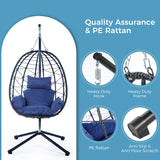 Patio Hanging Egg Chair Indoor&Outdoor Swing Chair Hanging Basket Chair Hammock Chair with Stand & Cushion