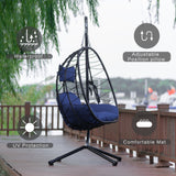 Patio Hanging Egg Chair Indoor&Outdoor Swing Chair Hanging Basket Chair Hammock Chair with Stand & Cushion