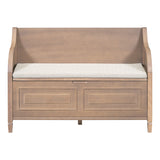 42" Rustic Solid Wood Entryway Multipurpose Storage Bench with Safety Hinges, Brown