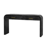 Unique Retro Silhouette Console Table with Open Style, Two Top Drawers for Entrance, Dinning Room, Living Room, Antique Black