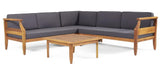 Outdoor Sectional Sofa Set Patio Chat Conversation Set Garden Furniture Set Lounge Set with Coffee Table & Water Resistant Cushion, Gray