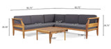 Outdoor Sectional Sofa Set Patio Chat Conversation Set Garden Furniture Set Lounge Set with Coffee Table & Water Resistant Cushion, Gray