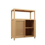 32.08" Tall Bamboo Storage Cabinet with 1 Open Shelves and 2 Doors for Bathroom, Natural