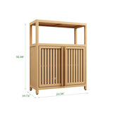 32.08" Tall Bamboo Storage Cabinet with 1 Open Shelves and 2 Doors for Bathroom, Natural