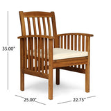 7pcs Outdoor Dining Set for 6, Patio Dining Furniture Set with 6 Chairs with Water-Resistant Cushion, Weather-Resistant Acacia Wood Frame