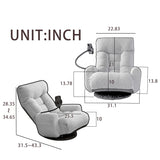 Adjustable Head and Waist, Game Chair, Lounge Chair, 360 Degree Rotatable Sofa Chair, Rotatable Seat Leisure Chair Deck Chair, Beige