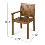 7pcs Outdoor Dining Set for 6, Patio Dining Furniture Set with 6 Ergonomic Chairs & Weather-Resistant Acacia Wood Frame