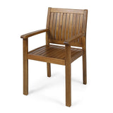 7pcs Outdoor Dining Set for 6, Patio Dining Furniture Set with 6 Ergonomic Chairs & Weather-Resistant Acacia Wood Frame