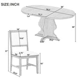 Farmhouse 5-Piece Extendable Dining Table Set with 4 Upholstered Chairs, Extendable Dining Table with 15.7" Leaf, Natural