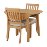Round Dining Table Set, Drop Leaf Folding Kitchen Table & with 4 Upholstered Chairs, Mid-Century Modern Furniture