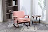 Velvet Upholstered Rocking Chair Mid Century Modern Accent Chair Lounge Chair Reading Armchair, Light Pink