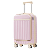 3-Piece Hardside Luggage Set, Front-Opening Carry-on Suitcase with USB Port, Expandable Luggage with Handle Bag & TSA Lock, Pink