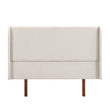 King Size Platform Bed, Solid Dry Bamboo Wood Bed Frame with Upholstered High Headboard, Easy Assembly, Beige -ModernLuxe