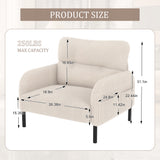 Corduroy Accent Chair, Wide Seat Single Armchair with Side Pockets, Comfortable Reading Chair for Living Room & Bedroom, Beige
