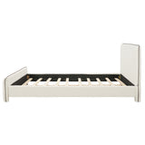 King Size Upholstered Platform Bed Frame with Soft Thick Headboard, Beige