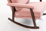 Velvet Upholstered Rocking Chair Mid Century Modern Accent Chair Lounge Chair Reading Armchair, Light Pink