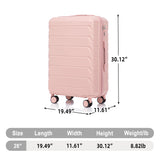 ABS Hardshell Suitcase with Side Hooks & Spinner Wheels, 28" Travel Checked Luggage with Combination Lock