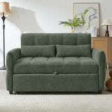 Convertible Pull-Out Sleeper Sofa Bed, Tufted Chenille Loveseat with 3 USB Ports & 3-Position Adjustable Backrest