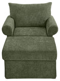 Upholstered Accent Chair with Ottoman, Single Sofa Chair Chaise Lounge Armchair Club Chair, Green
