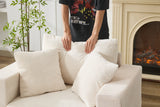 Chaise Lounge with Removable Ottoman, Corduroy Upholstered Armchair Accent Chair Sleeper Sofa Chair, Beige