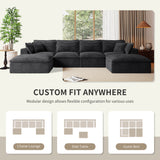 Fully Compressed Modular Sectional Sofa, U Shape with Ottomans, Luxury Corduroy with Extra Width&Depth Cloud Like Soft Cushion, No Assembly Required, for Living Room&Apartment