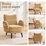 Upholstered Accent Chair Modern Armchair Cozy Reading Chair with Ergonomic Backrest & Storage Pocket