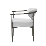 Set of 2 Dining Chairs Upholstered Dinner Chairs Arm Chairs Modern Accent Chairs with Padded Seat & Iron Frame