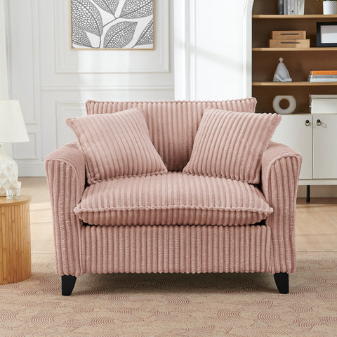 Corduroy Upholstered Armchair Accent Chair with Pillows, Comfortable Lazy Sofa Chair - ModernLuxe