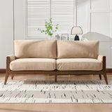 Oversized Loveseat 3-Seat Velvet Upholstered Sofa Soft Couch Lounge Sofa with Cushions, Camel