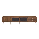 TV Stand for TVs up to 85", Entertainment Center with Storage Cabinets & Glass-Doors, Media Console, Natural