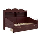 Twin Size Daybed Platform Bed with Storage Drawers & Storage Bookcase Headboard, Espresso