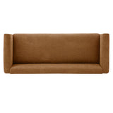 Modern 3-Seater Sofa Premium Boucle Fabric Textured Sofa Couch with Wood Accent Armrests & Rubberwood Legs