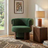 Modern 32'' Wide Curved Sculptural Swivel Barrel Chair,360° Swivel Base, Comfortable Fabric, Versatile for Living Room and Bedroom