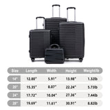 14"/20"/24"/28" 4 pcs/set in PP Spinner Wheel Luggage, Carry on Suitcase, Iron Pull Rod, Combination Password Lock, 14" Cosmetic Case