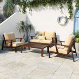 4 Pieces Outdoor Sofa Set 4-person Patio Seating Group Outdoor Conversation Set with Cushions and a Coffee Table for Patios, Gardens, or Balcony