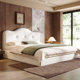 King Size Upholstered Platform Bed, Beige