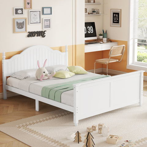 Full Size Bed For Kids, Wood Full Platform Bed with Headboard and Footboard