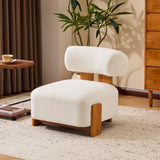 27.25" Modern Boucle Lounge Chair with Solid Wood Frame and Rolled Backrest, Soft and Durable Boucle Upholstery, Ideal for Living Room, Bedroom, or Office