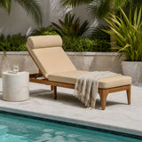 4-Position Adjustable Outdoor Chaise Lounge with Water-Resistant Cushion & Head Pillow, Patio Recliner Sun Lounge Chair Daybed, Brown
