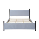 Striped Rubberwood Upholstered Bed