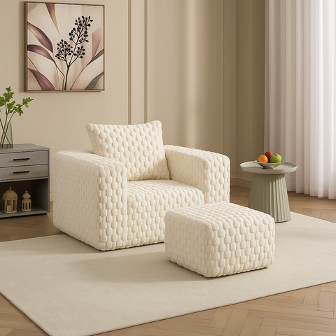 Corduroy compression sofa with Ottoman