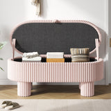 Modern Storage Ottoman Corduroy Upholstered Bench Bedroom Storage Seat Entryway Shoe Bench for Living Room, Bedroom and Entryway