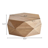 36.61'' Retro Style Polygon Flip Top Coffee Table, with Flip Top for Convenient Access, Hidden Storage, Solid Wood Veneered Drum Coffee Table with Storage for Living Room, Bedroom and Office