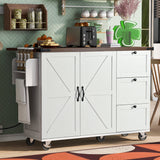 Farmhouse Kitchen Island with Power Outlet, Kitchen Storage Island with Internal Storage Rack, Drop Leaf, Spice Rack, Rolling Kitchen Cart on Wheels, for Home, Kitchen and Dining Room