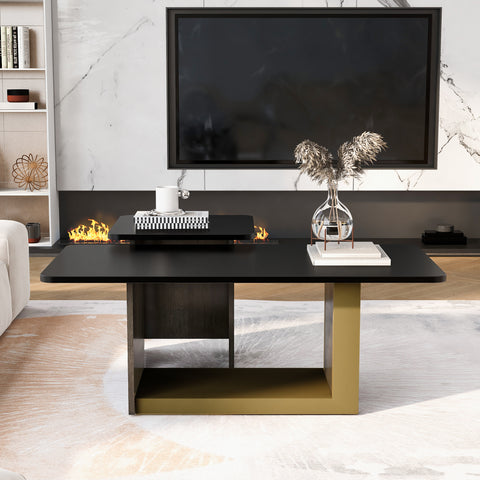 Modern Light Luxury Coffee Table Set of 2, Small Square Coffee End Table with Spacious Top, Center Table for Living Room
